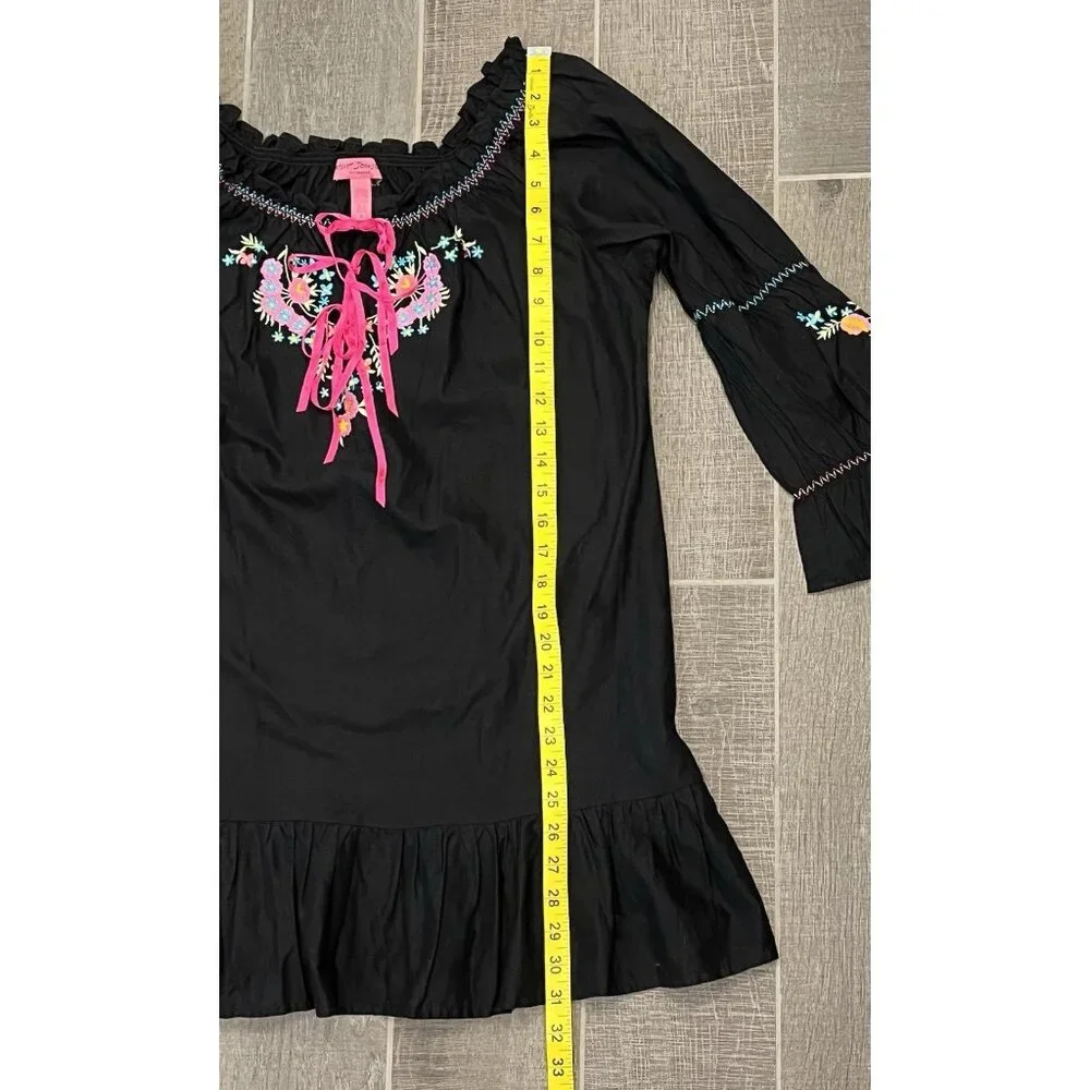 Betsey Johnson Intimates Tunic Dress Lounge Medium Size Cover Up Embroidered - Picture 5 of 9
